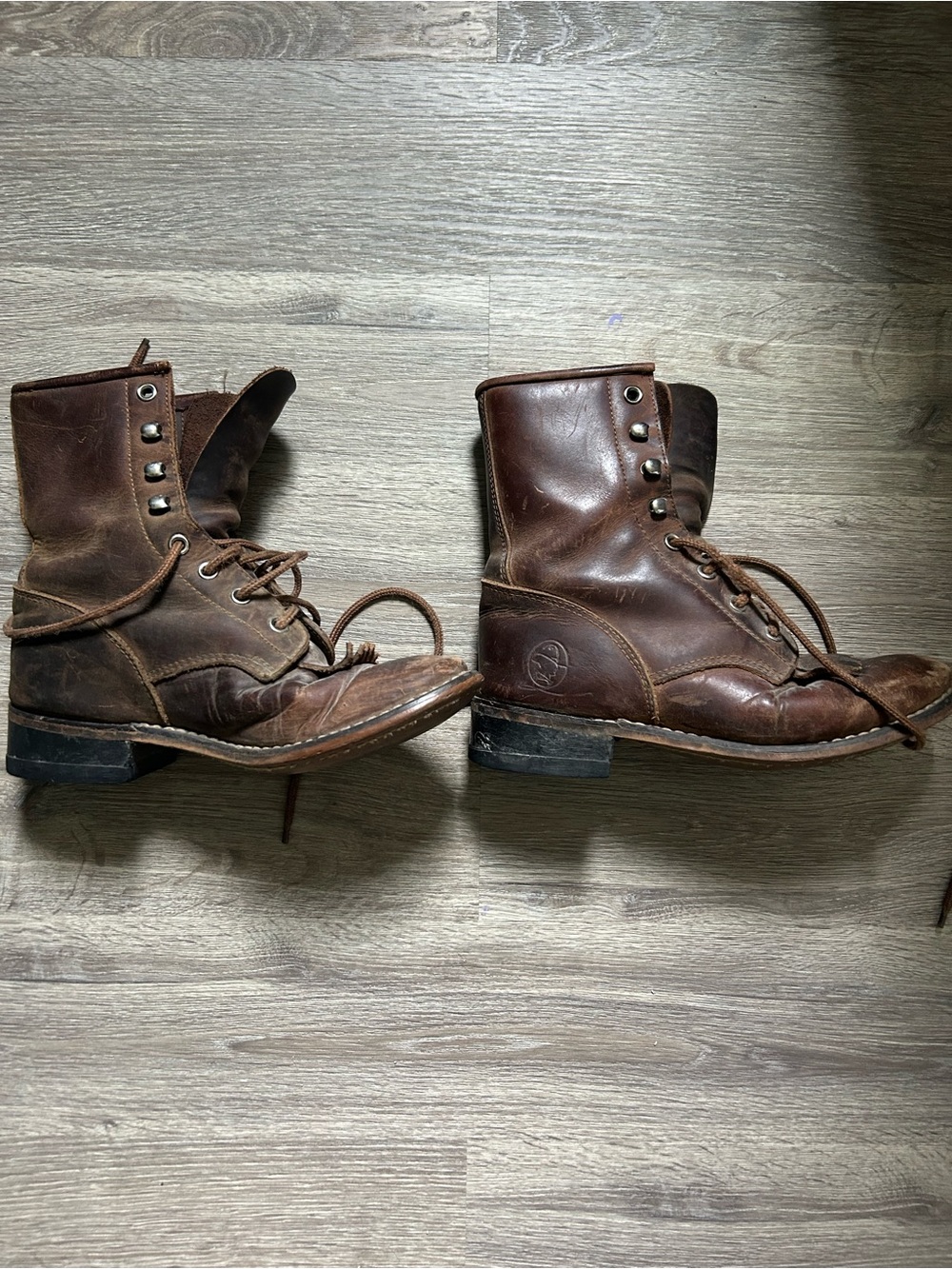 Women’s Brown Leather Lace-Up Work Boots